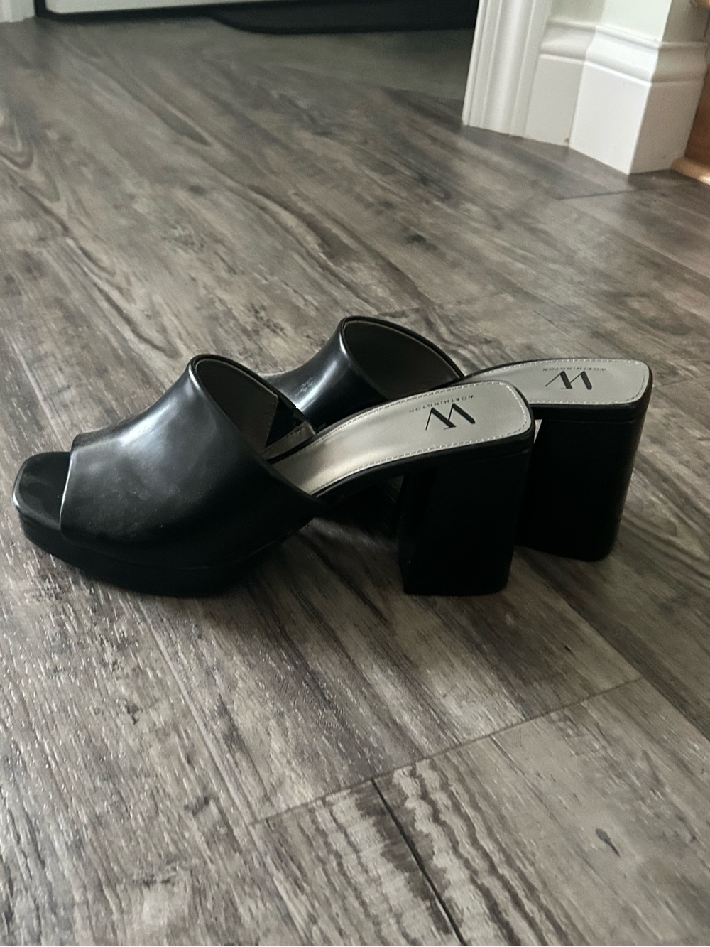 Black Open-Toe Block Heel